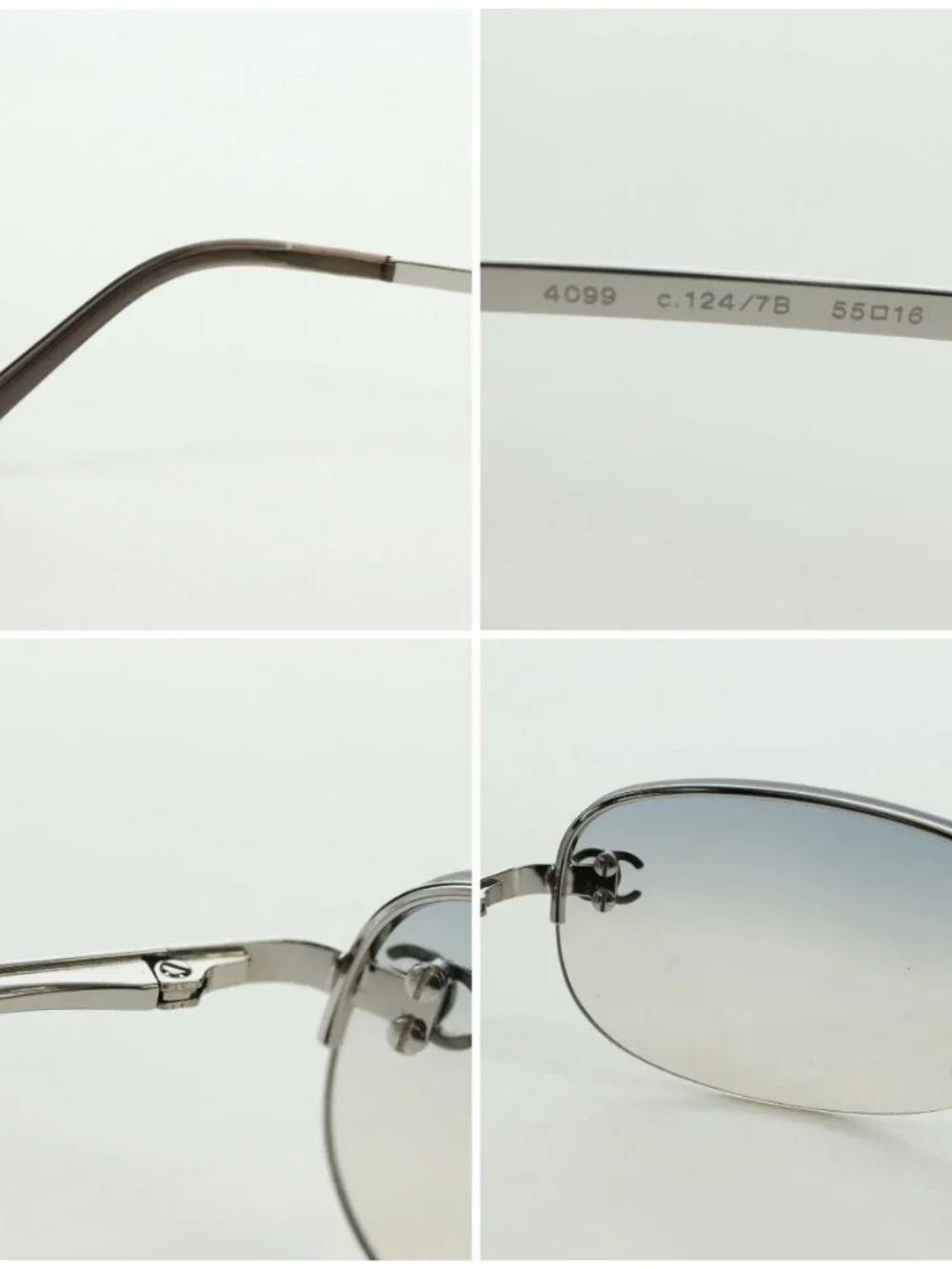 CHANEL COCO Mark Sunglasses metal Silver CC Auth 178795V